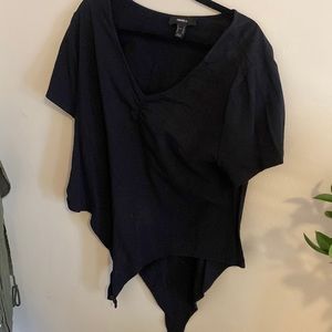Black shirt sleeve v neck body suit